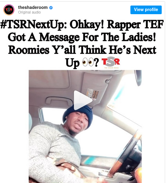 The Shade Room crowns TEF,  Next Up with "Lil Sis Freestyle"